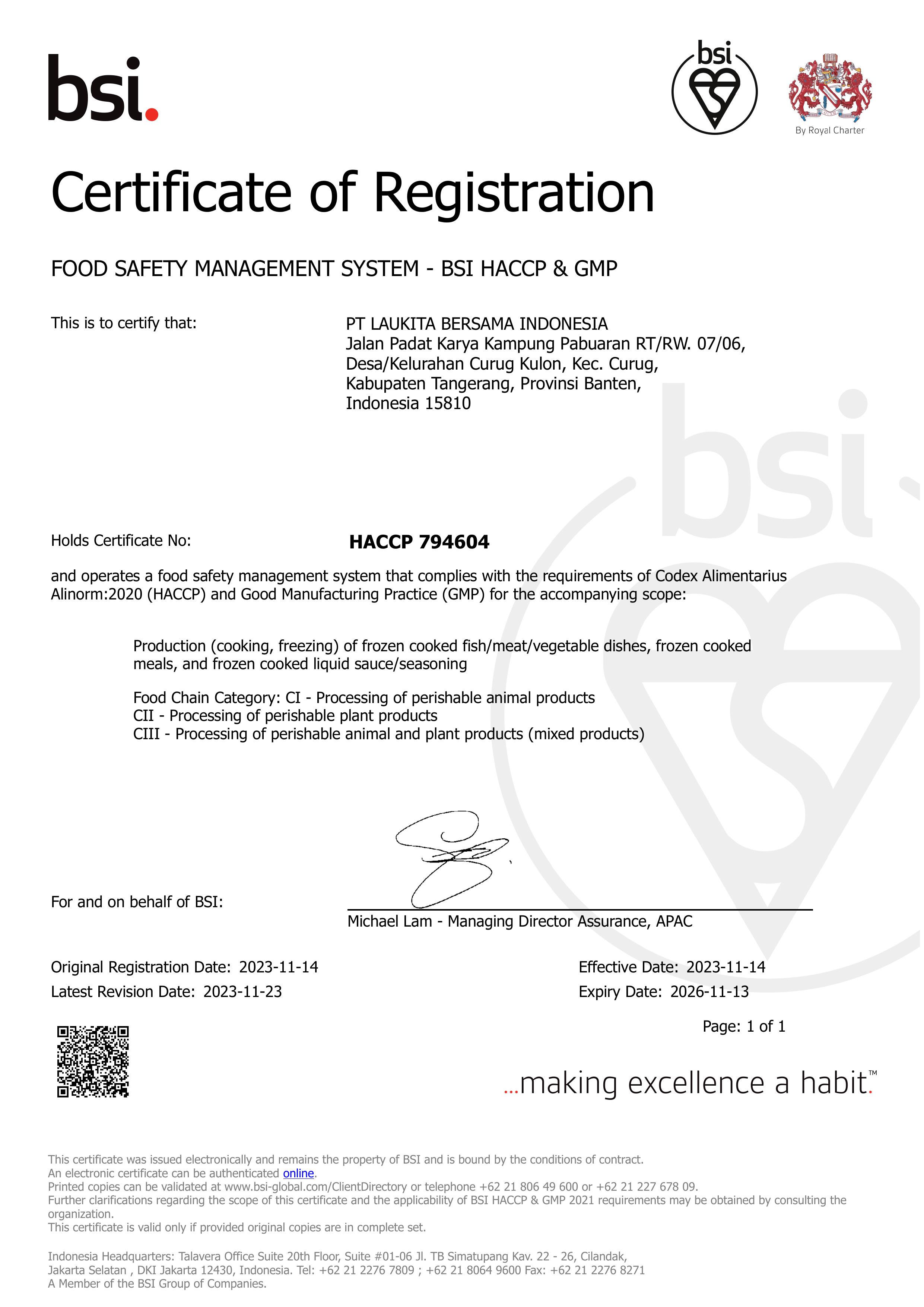 HACCP Certificate
