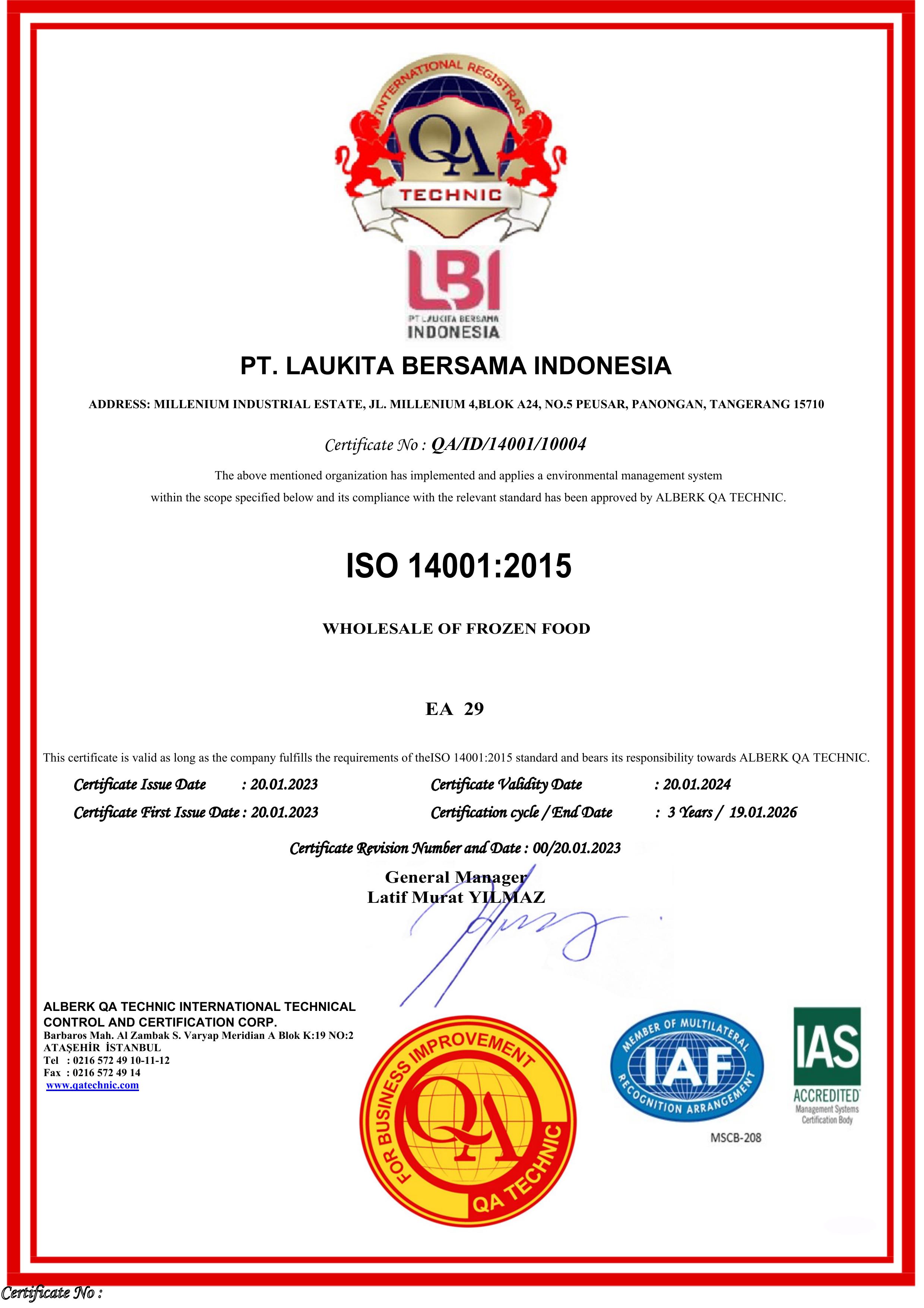 ISO-14001-2015 Certificate