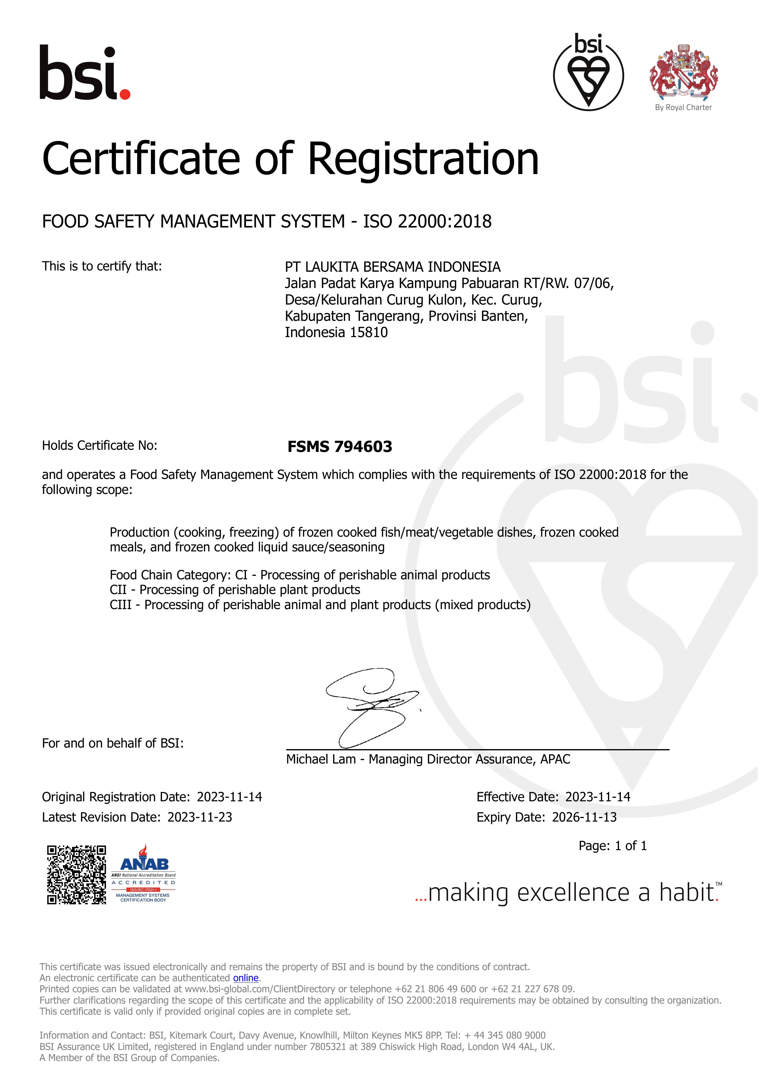 ISO-22000-2018 Certificate