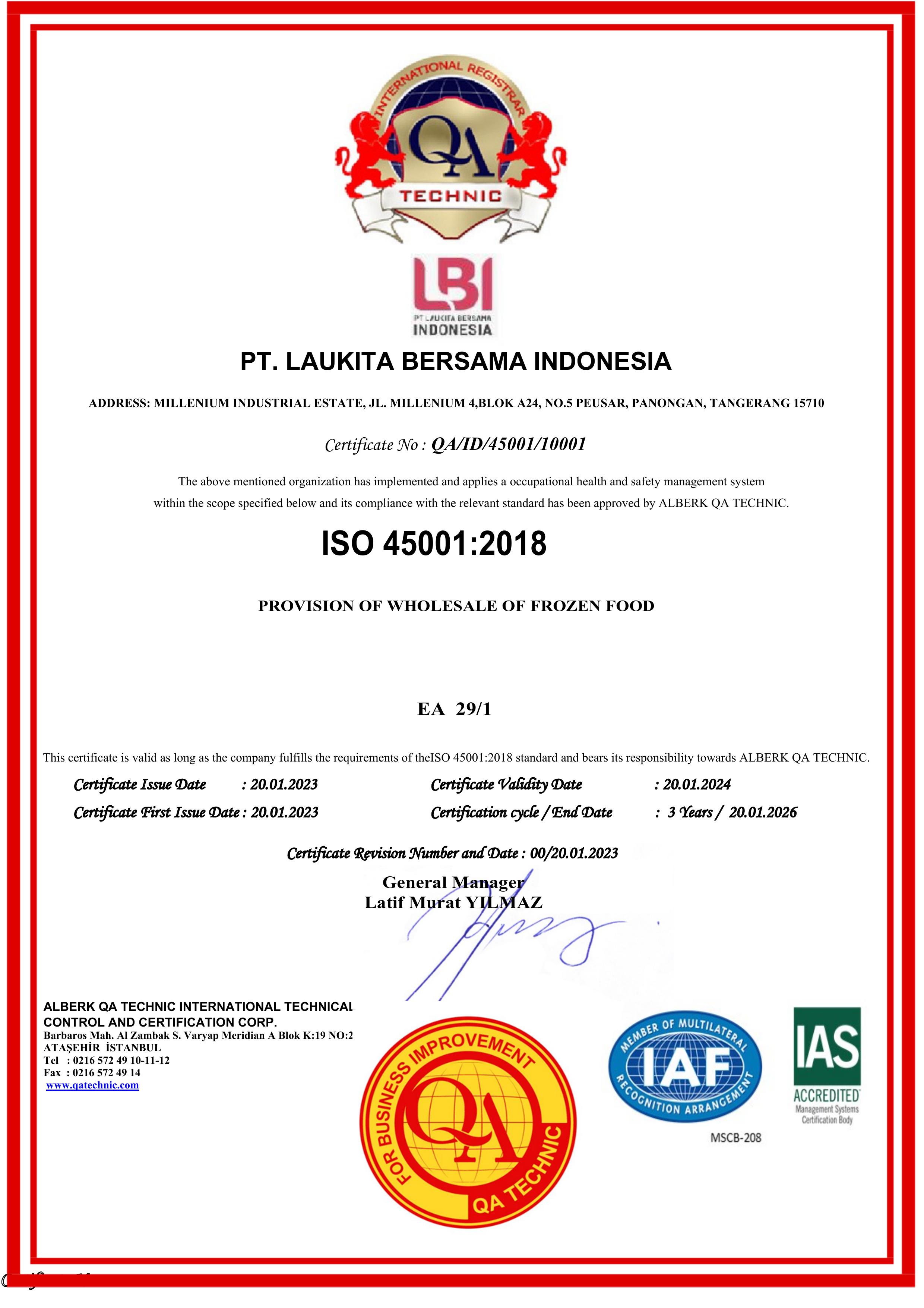 ISO-45001-2018 Certificate