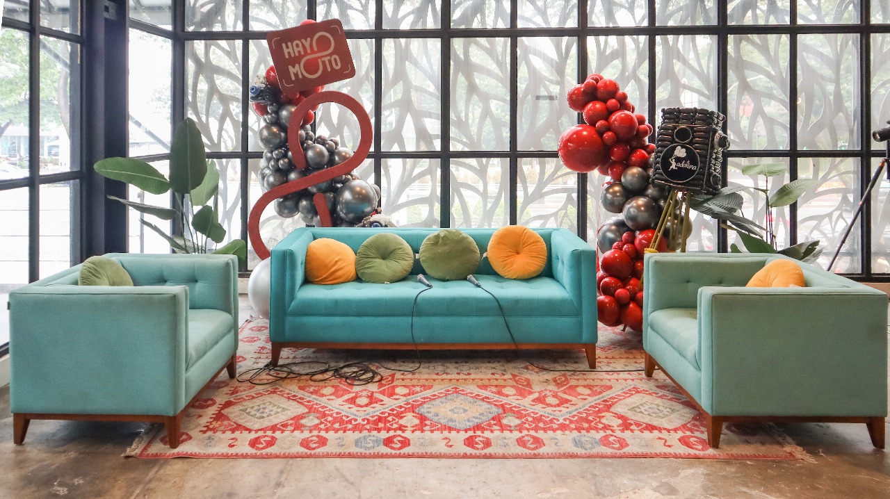 The main setup for the HayoMoto Anniversary at Lumpang Emas—comfortable, colorful, and welcoming